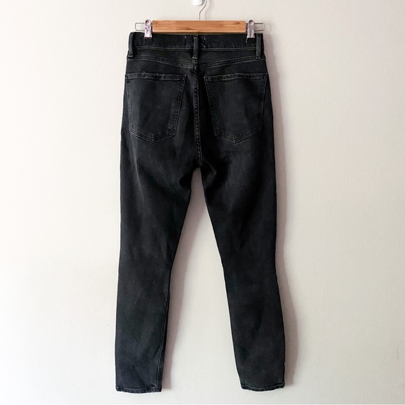 Agolde Nico High Rise Distressed Skinny Jeans In Black Cassette Size 25 - Picture 7 of 12